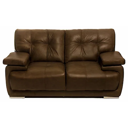 Contemporary Leather Loveseat with Tufted Back